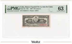 20 Сентаво 1897 Куба PMG 63 UNC