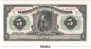 5 Песо 1913 Мексика Банк Чиуауа UNC