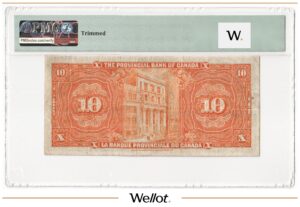 10 Долларов 1936 Канада Провинциальный Банк PMG 25 VF